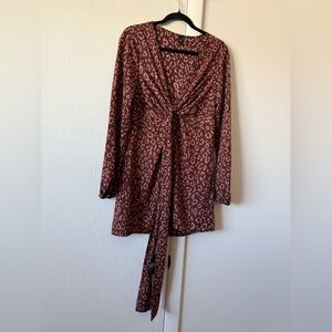 Windsor Brown Leopard Long Sleeve Dress